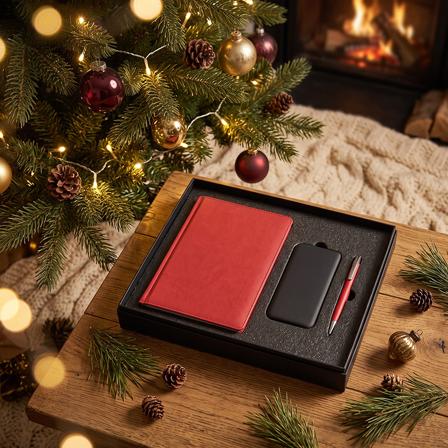 Набор подарочный BLISS: ежедневник, ручка и power bank в коробке с ложементом