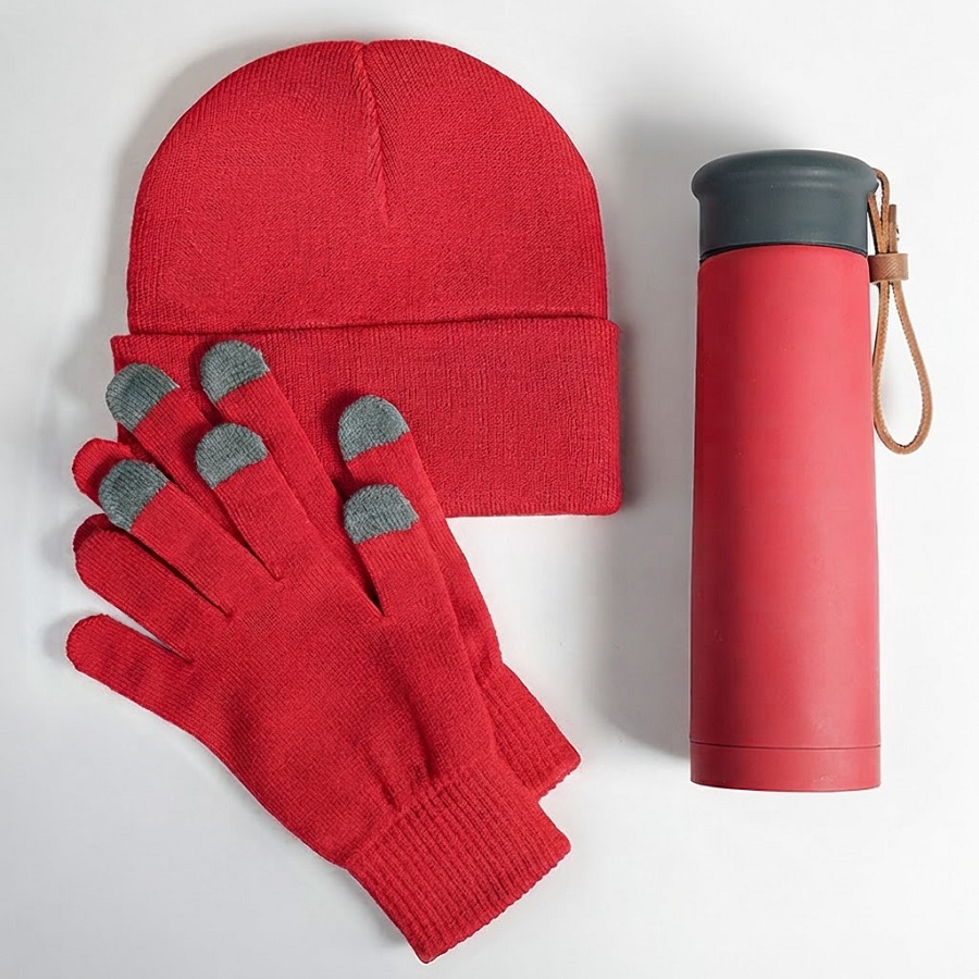 Набор подарочный GET WARM-2: перчатки, шапка, термос