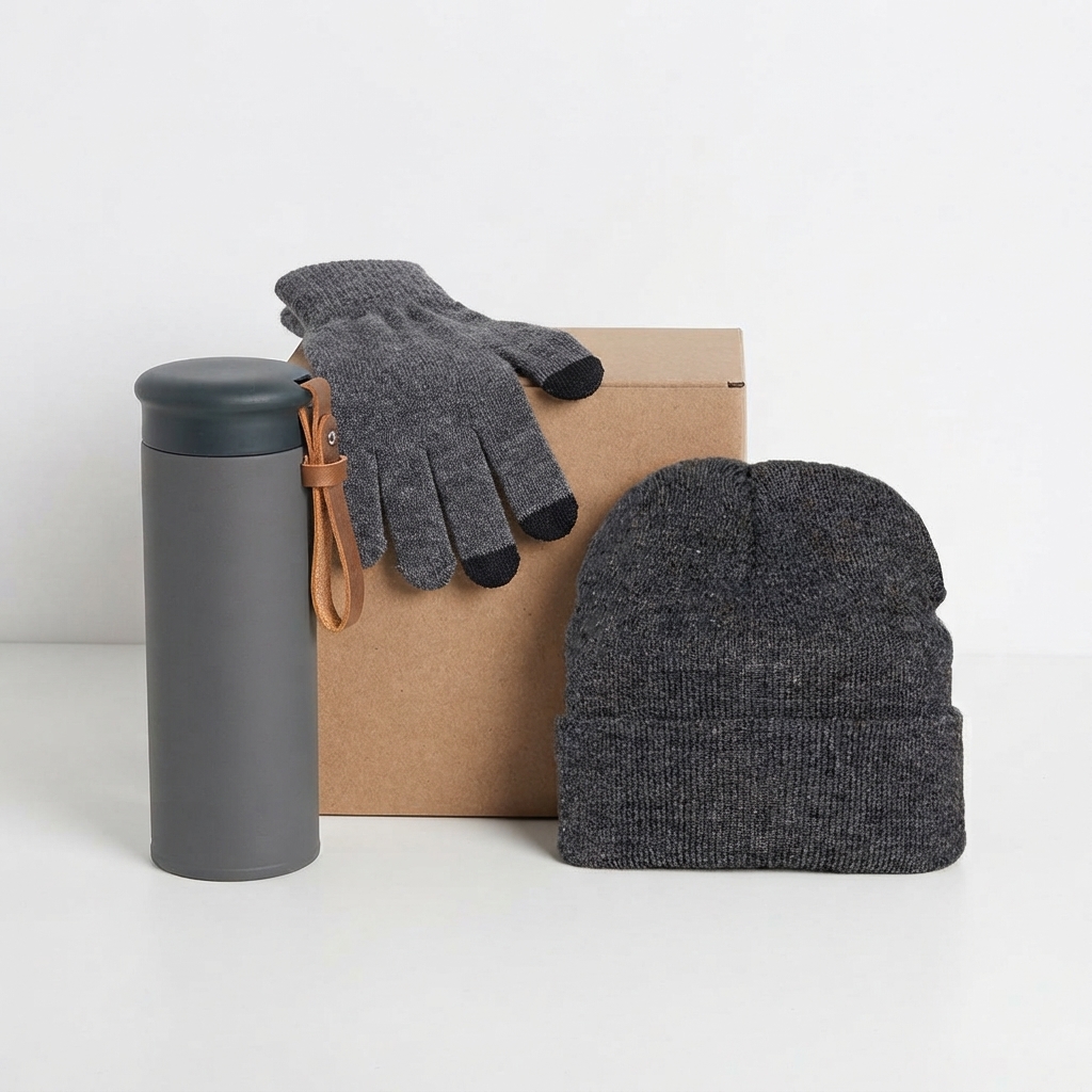 Набор подарочный GET WARM-2: перчатки, шапка, термос