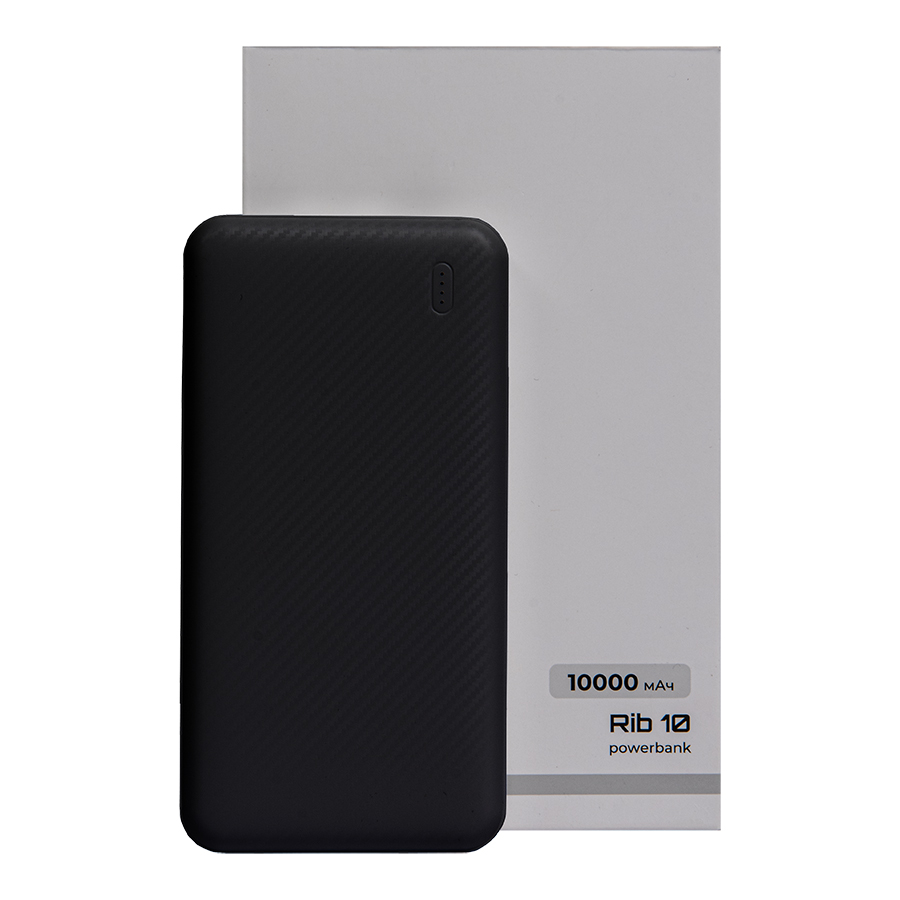 Универсальный аккумулятор Rib 10 (10000 мАч), черный, 13,5х6.8х1,5 см